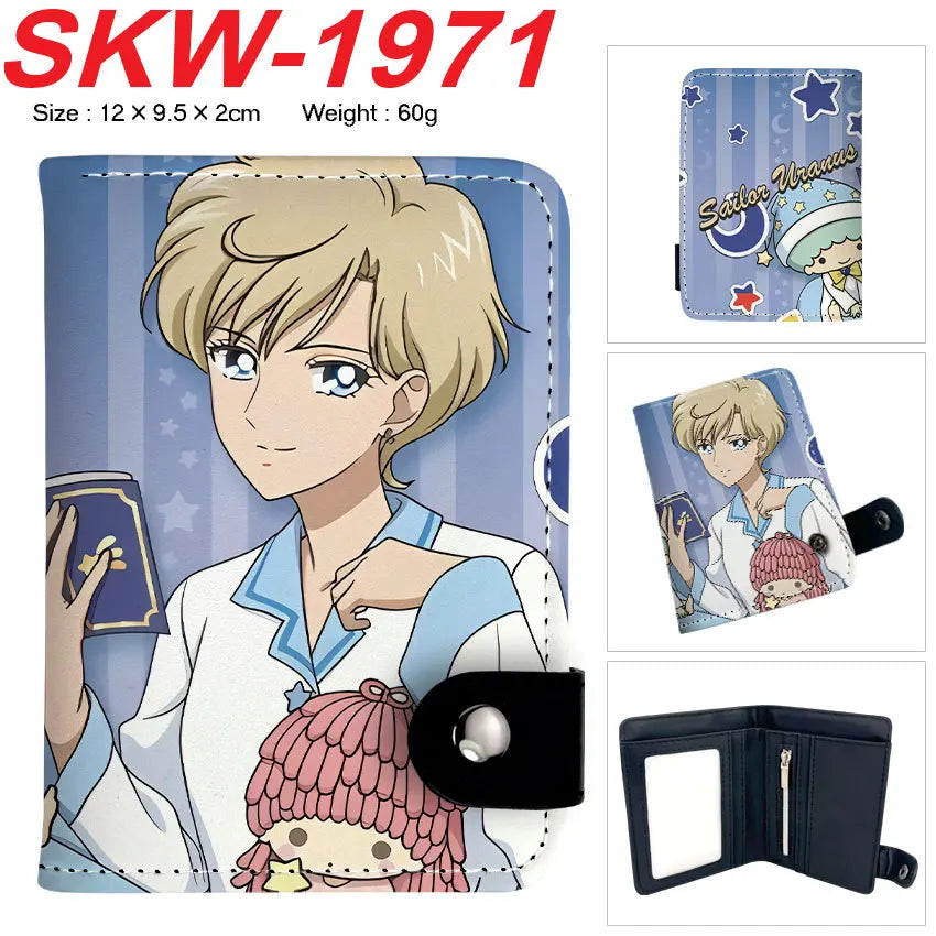 Sailor Moon Anime Print Vertical Snap Wallet  Water Ice Moon Colorful Pocket Card Holder Small Coin Purse