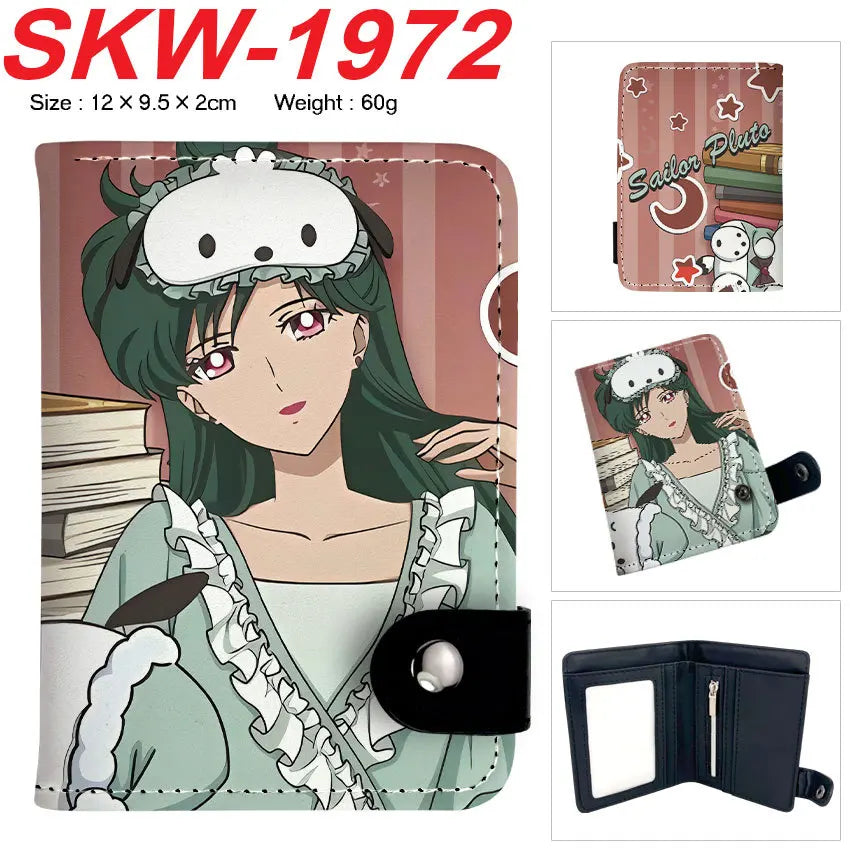 Sailor Moon Anime Print Vertical Snap Wallet  Water Ice Moon Colorful Pocket Card Holder Small Coin Purse