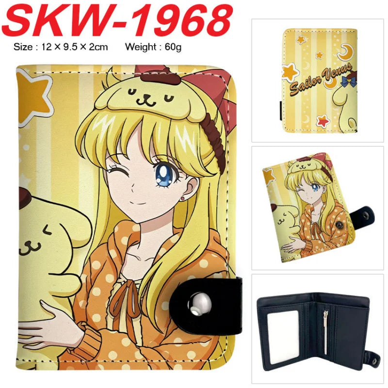 Sailor Moon Anime Print Vertical Snap Wallet  Water Ice Moon Colorful Pocket Card Holder Small Coin Purse
