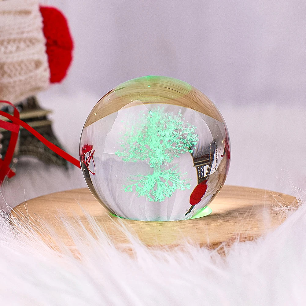 50mm Tree of Life Crystal Ball 3D Laser Engraved Paperweight Yoga Meditation Healing Glass Ball Sphere Globe Home Decor Figurine