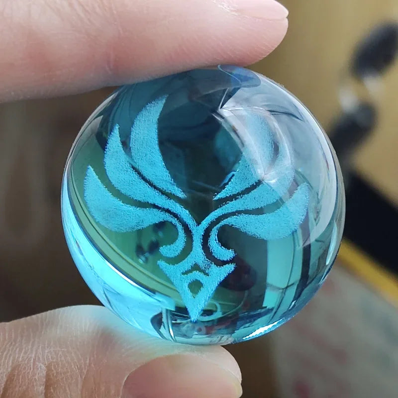 Genshin Impact Seven Elements Crystal Glass Ball 3D Three-dimensional Laser Engraving and Translucent Single Crystal Ball Game