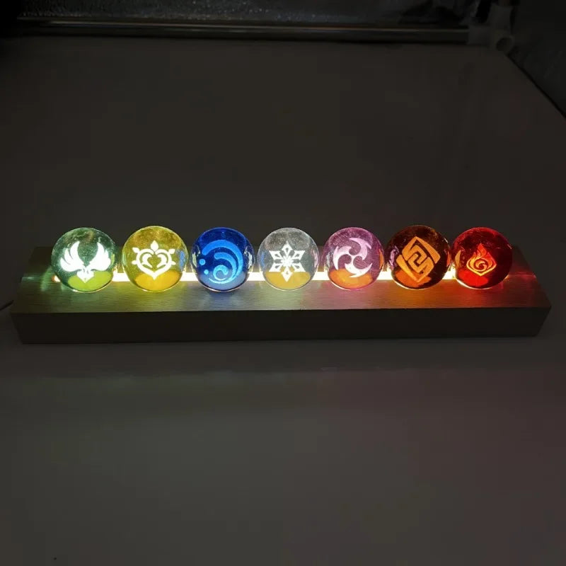 Genshin Impact Seven Elements Crystal Glass Ball 3D Three-dimensional Laser Engraving and Translucent Single Crystal Ball Game