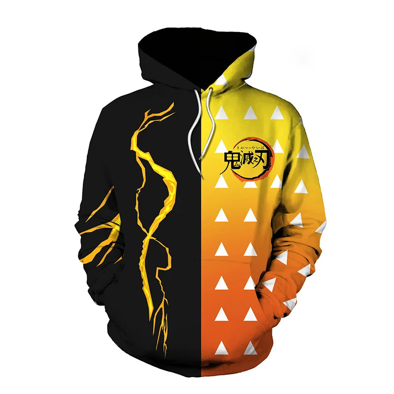 Anime Demon Slayer Kimetsu No Yaiba 3D Hoodie Sweatshirts Demon Slayer Agatsuma Zenitsu Tomioka Giyuu New Autumn Cosplay Tops